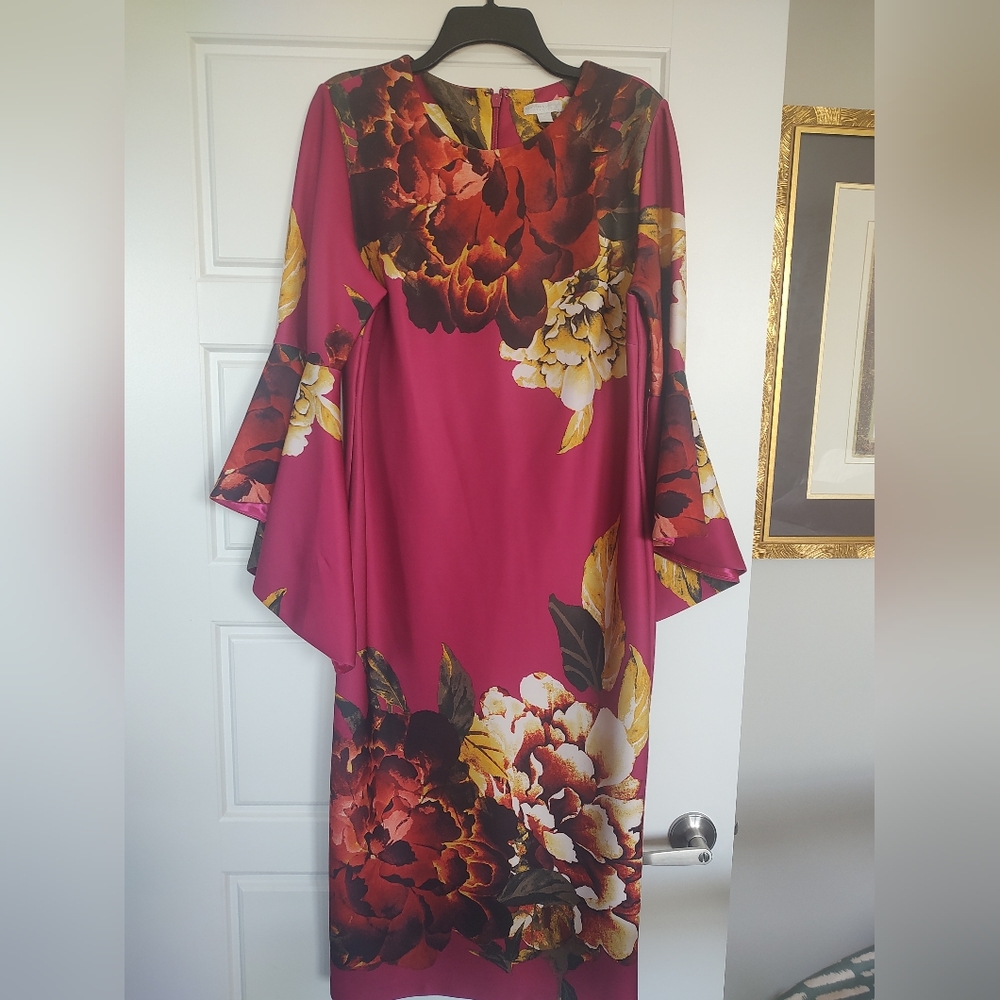 New York & company floral print dress and dark pink
